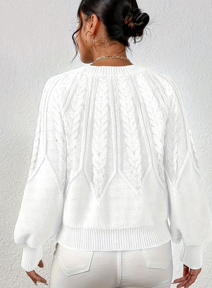 Sophia Cable-Knit Jumper | Lantern Sleeve | Relaxed Fit