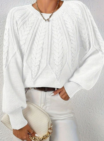 Sophia Cable-Knit Jumper | Lantern Sleeve | Relaxed Fit