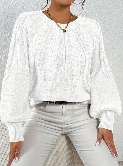 Sophia Cable-Knit Jumper | Lantern Sleeve | Relaxed Fit
