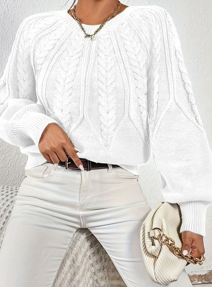 Sophia Cable-Knit Jumper | Lantern Sleeve | Relaxed Fit