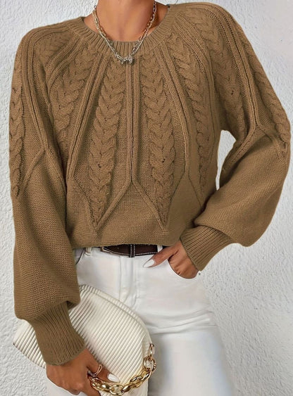 Sophia Cable-Knit Jumper | Lantern Sleeve | Relaxed Fit