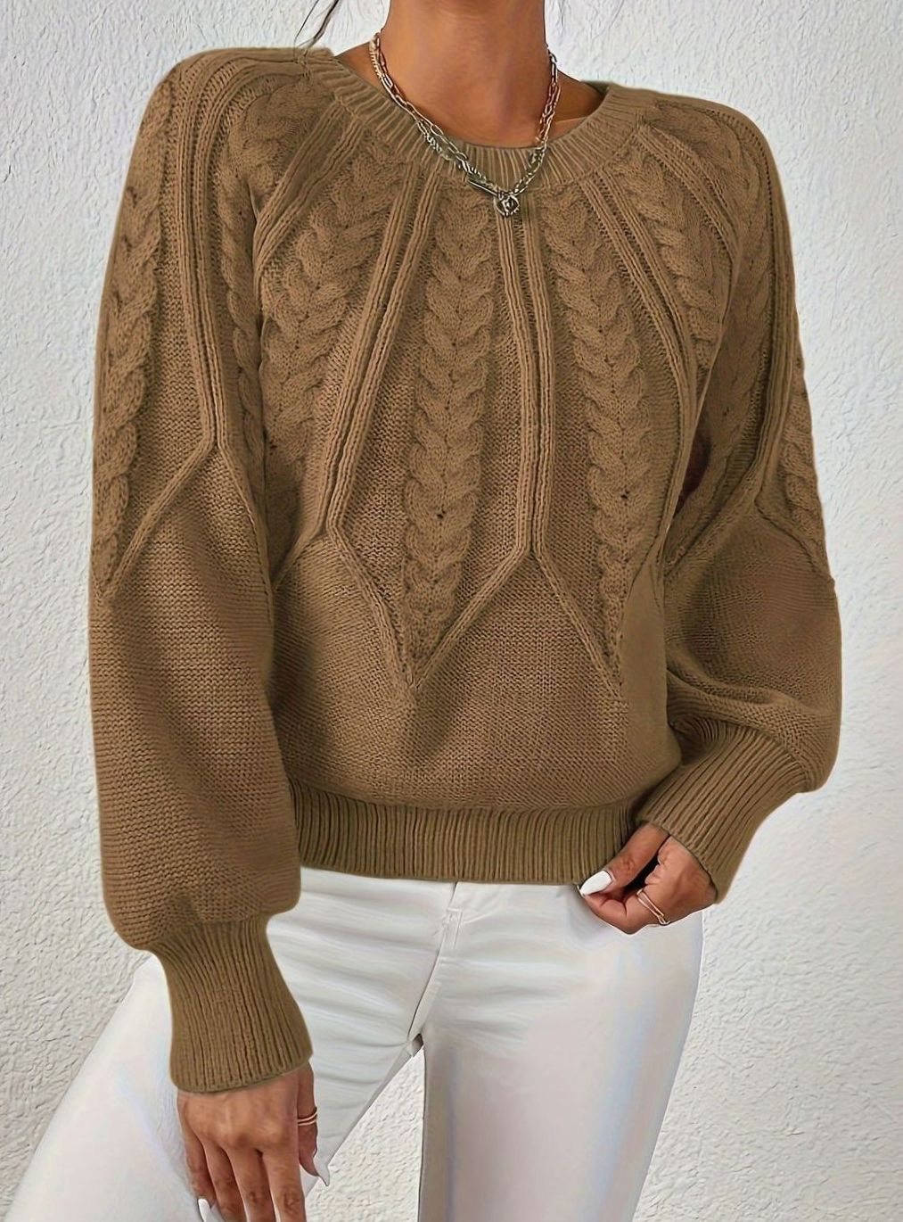 Sophia Cable-Knit Jumper | Lantern Sleeve | Relaxed Fit