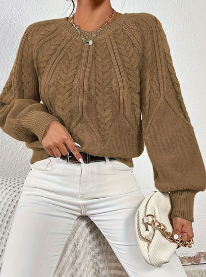 Sophia Cable-Knit Jumper | Lantern Sleeve | Relaxed Fit