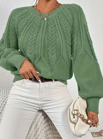 Sophia Cable-Knit Jumper | Lantern Sleeve | Relaxed Fit