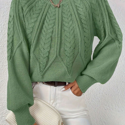 Sophia Cable-Knit Jumper | Lantern Sleeve | Relaxed Fit