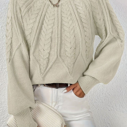 Sophia Cable-Knit Jumper | Lantern Sleeve | Relaxed Fit