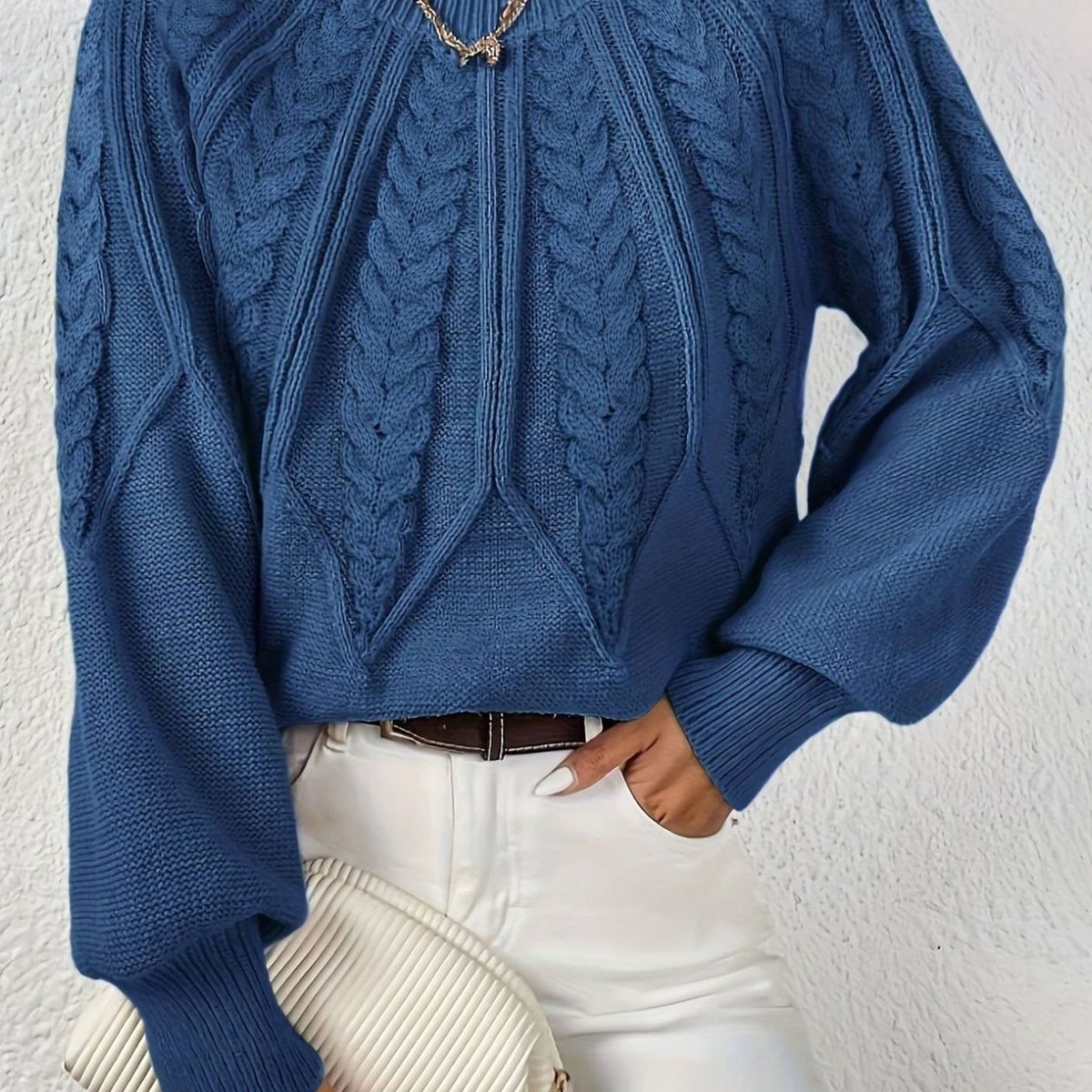 Sophia Cable-Knit Jumper | Lantern Sleeve | Relaxed Fit