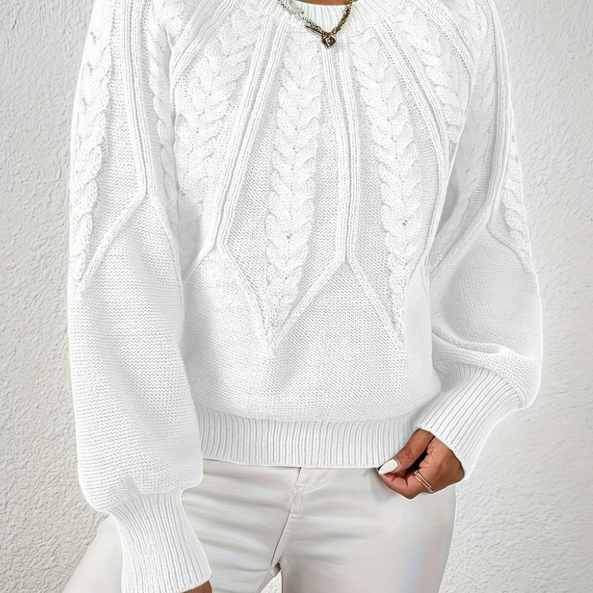Sophia Cable-Knit Jumper | Lantern Sleeve | Relaxed Fit