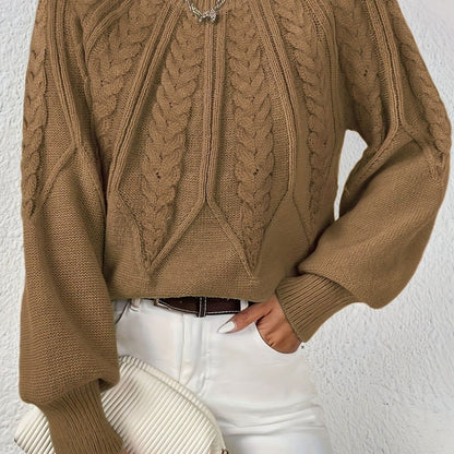 Sophia Cable-Knit Jumper | Lantern Sleeve | Relaxed Fit