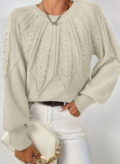 Sophia Cable-Knit Jumper | Lantern Sleeve | Relaxed Fit