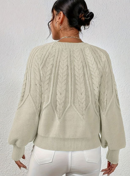 Sophia Cable-Knit Jumper | Lantern Sleeve | Relaxed Fit