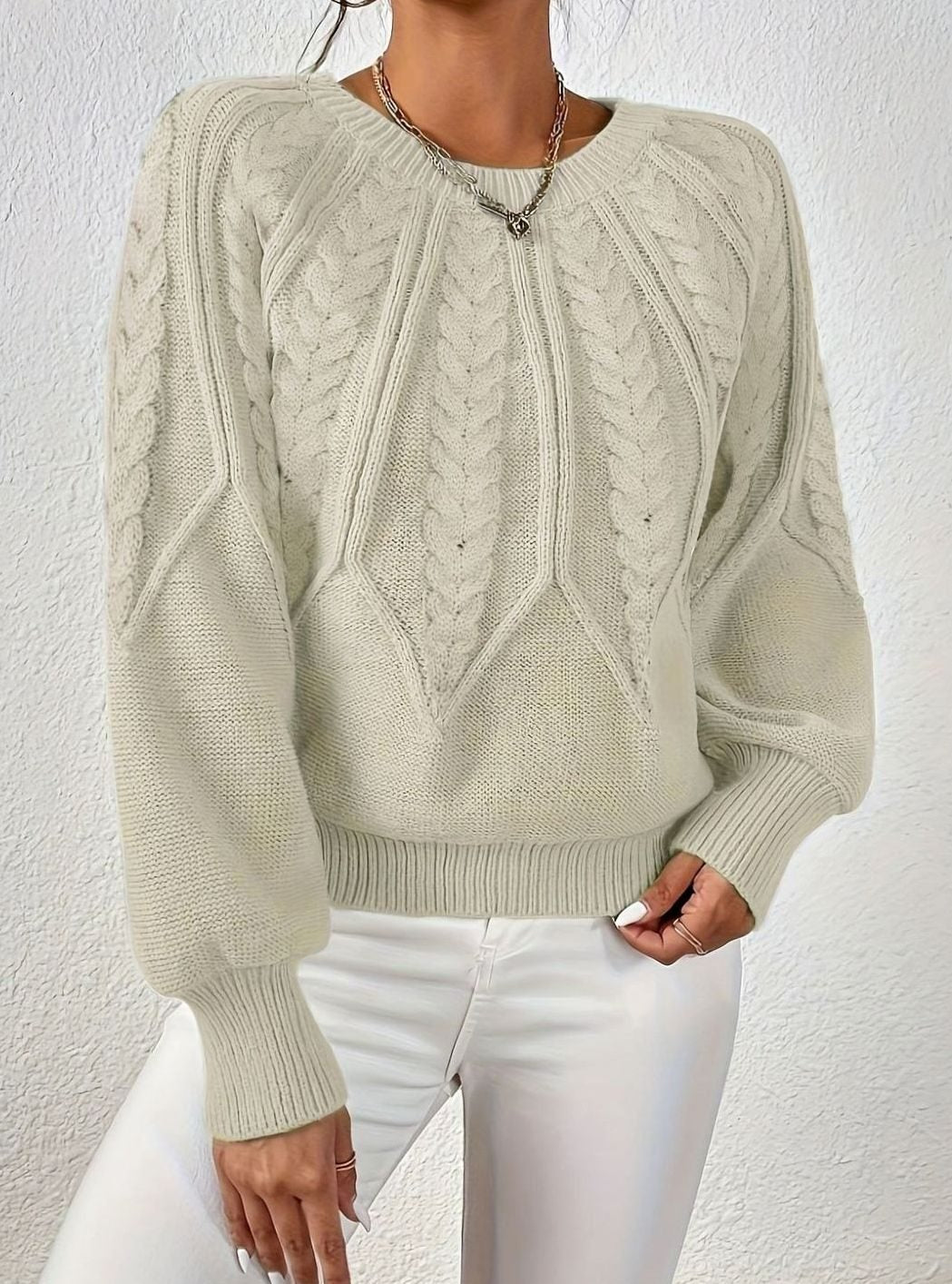 Sophia Cable-Knit Jumper | Lantern Sleeve | Relaxed Fit