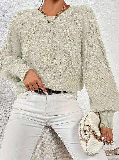 Sophia Cable-Knit Jumper | Lantern Sleeve | Relaxed Fit