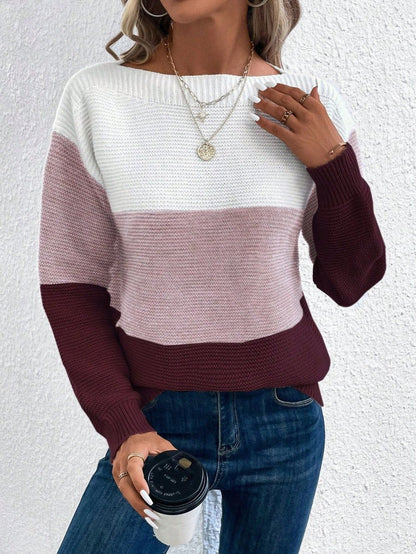 Sophia Colour-Block Crewneck Jumper | Relaxed Fit | Long Sleeve