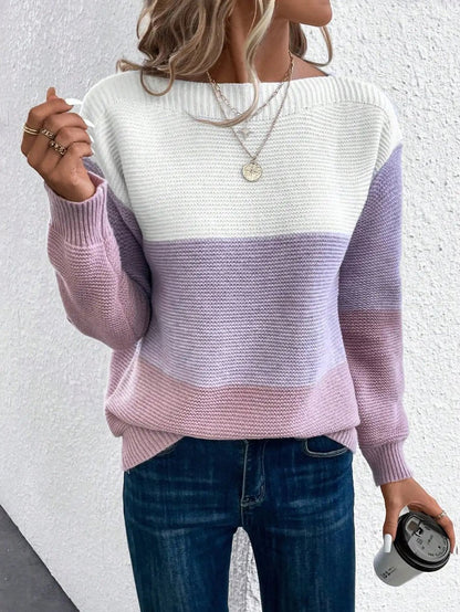 Sophia Colour-Block Crewneck Jumper | Relaxed Fit | Long Sleeve