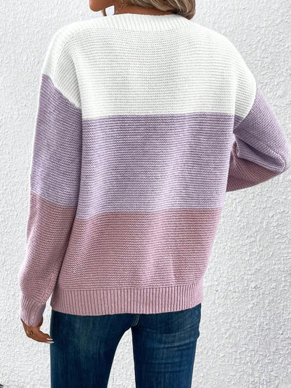 Sophia Colour-Block Crewneck Jumper | Relaxed Fit | Long Sleeve