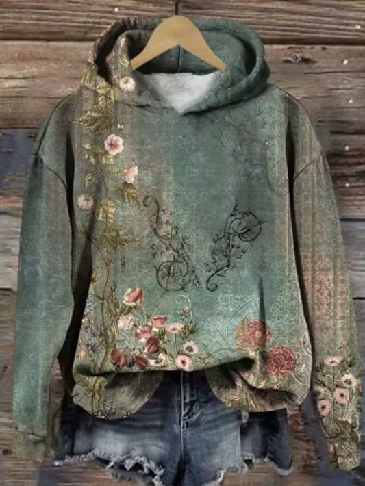 Grace Floral Print Hooded Jumper | Relaxed Fit | Knit