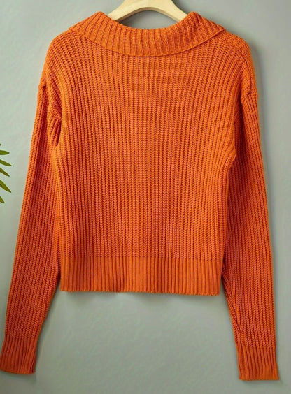 Evelyn Ribbed Knit Jumper | Folded Collar | Relaxed Fit