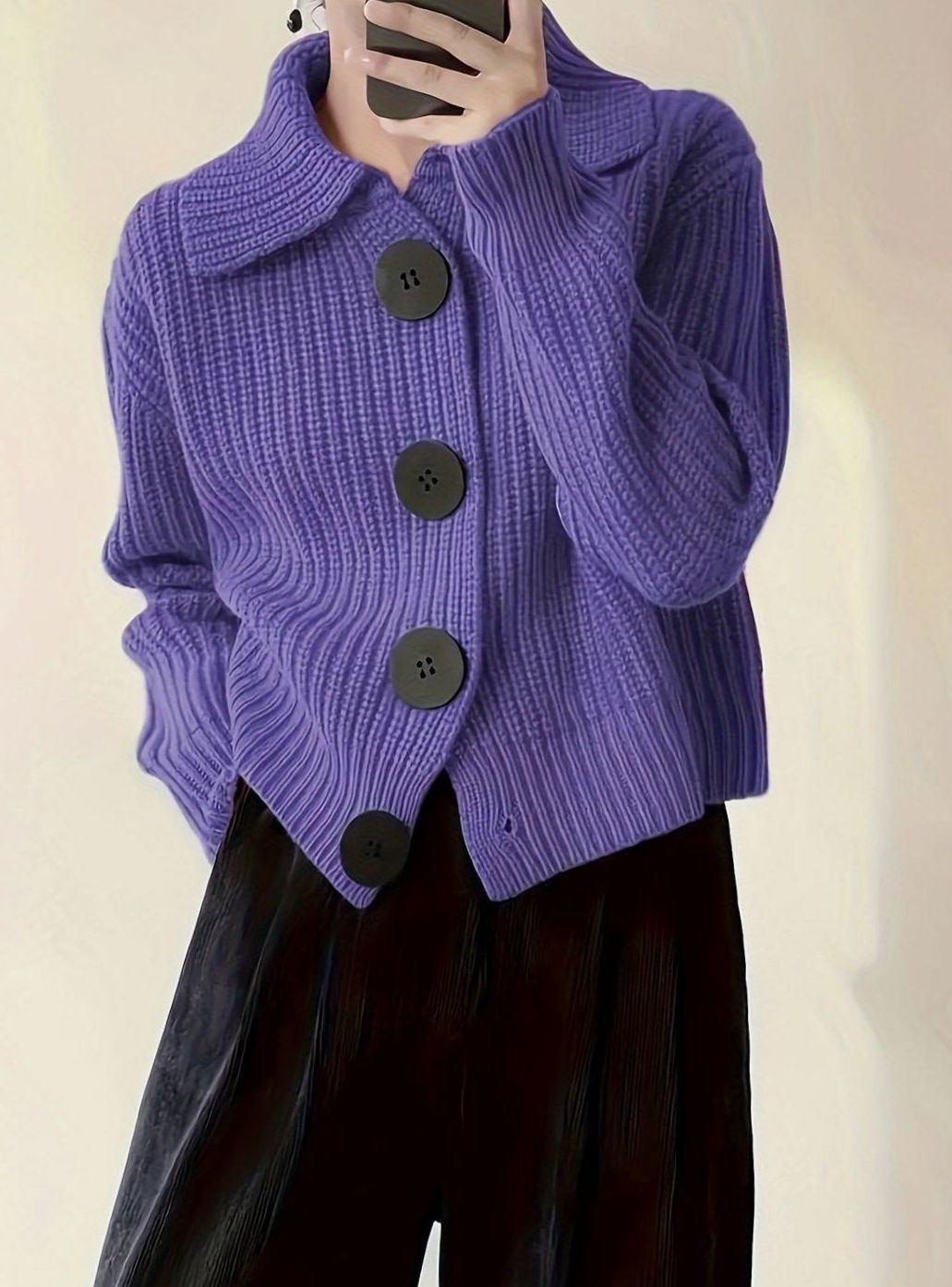 Evelyn Ribbed Knit Jumper | Folded Collar | Relaxed Fit