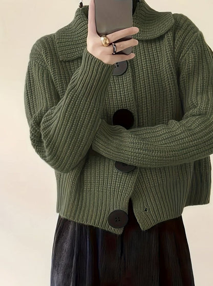 Evelyn Ribbed Knit Jumper | Folded Collar | Relaxed Fit
