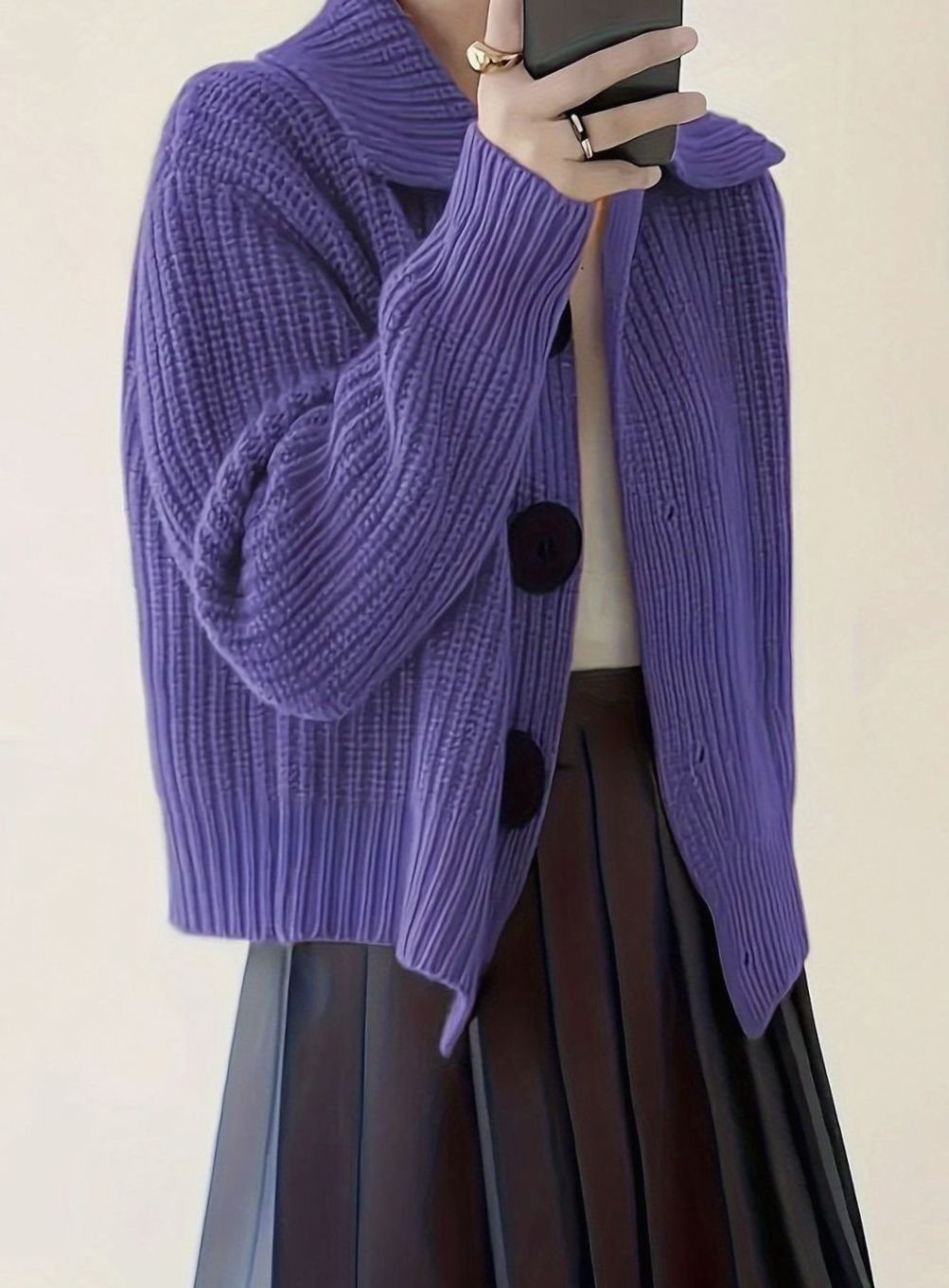 Evelyn Ribbed Knit Jumper | Folded Collar | Relaxed Fit