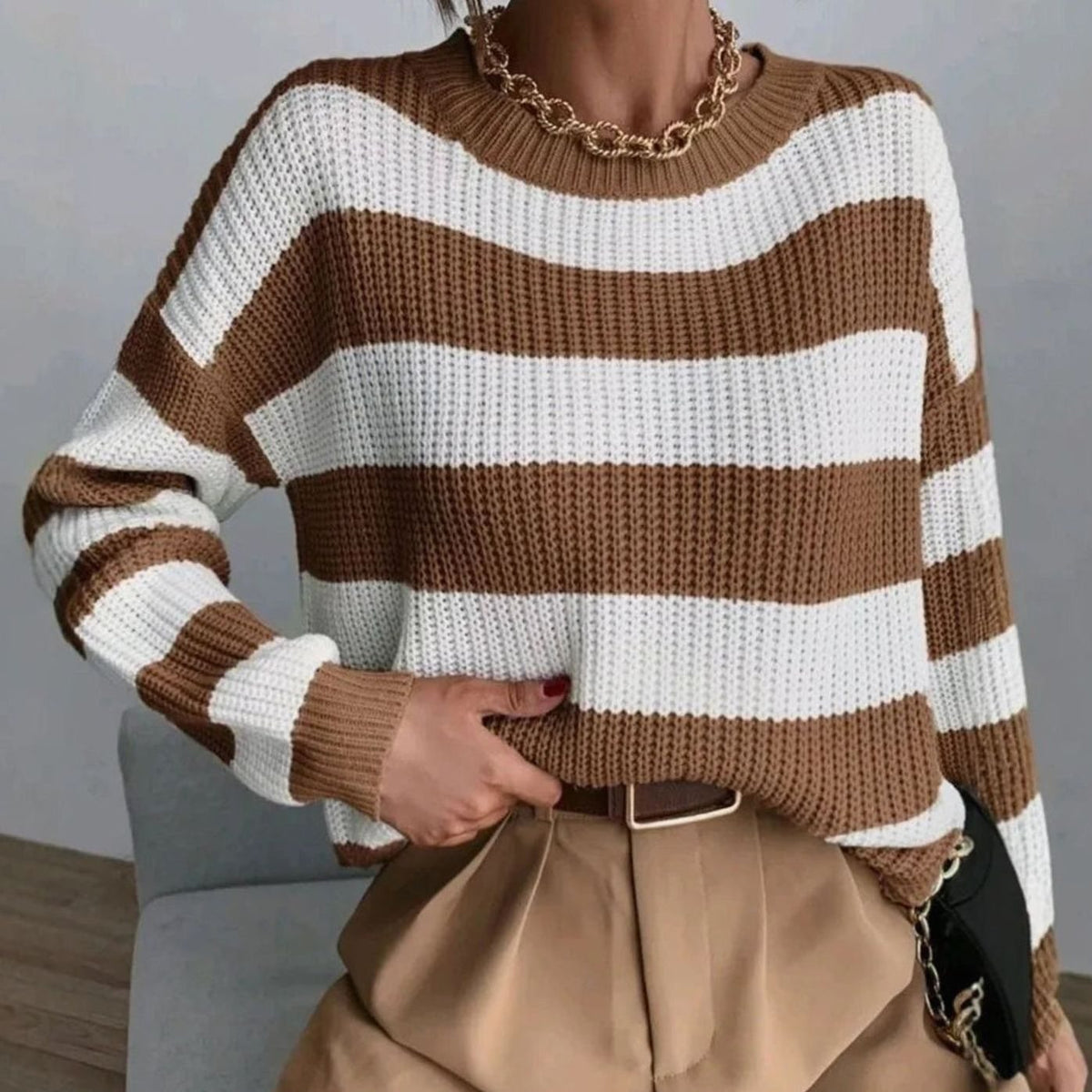 Emma Striped Crewneck Jumper | Relaxed Fit | Knit