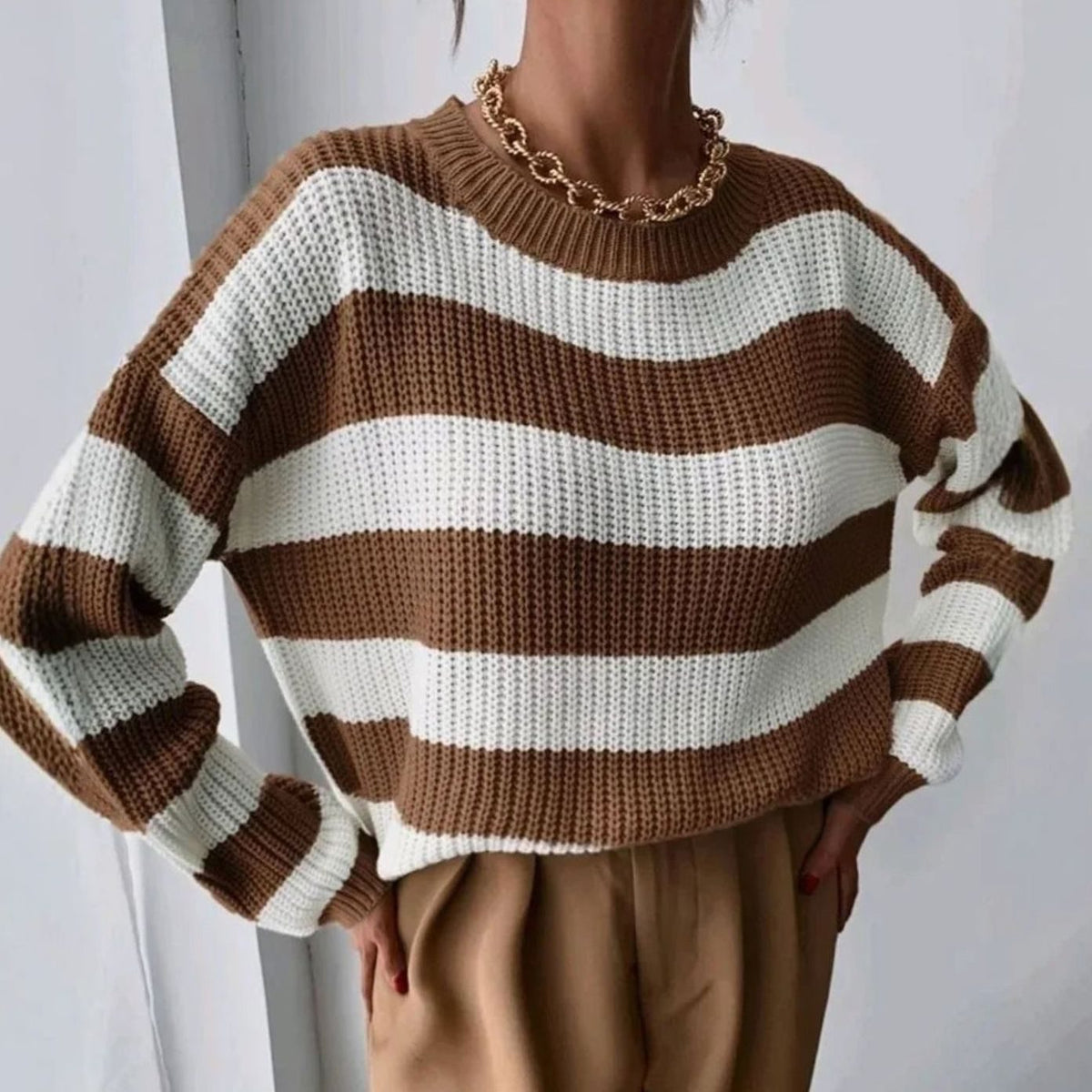 Emma Striped Crewneck Jumper | Relaxed Fit | Knit