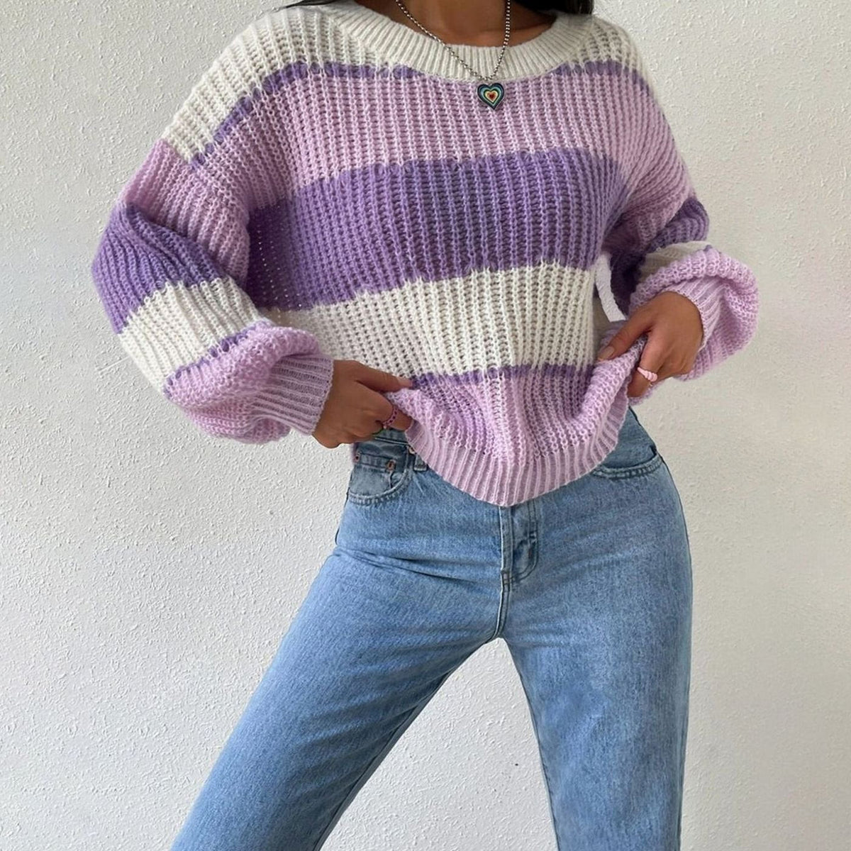 Grace Striped Crew Neck Jumper | Relaxed Fit | Pullover