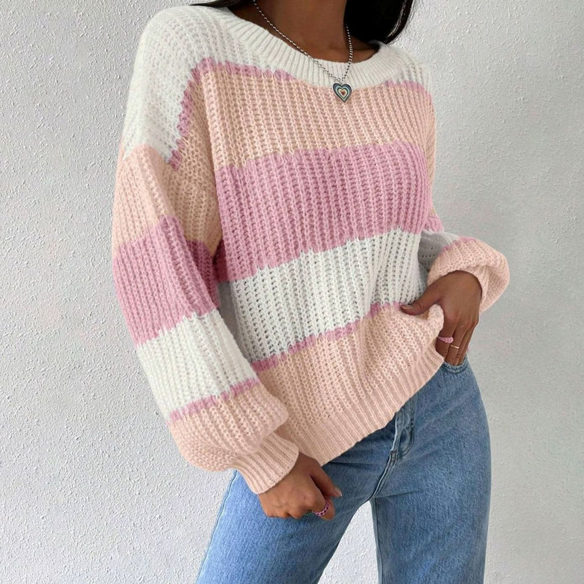 Grace Striped Crew Neck Jumper | Relaxed Fit | Pullover