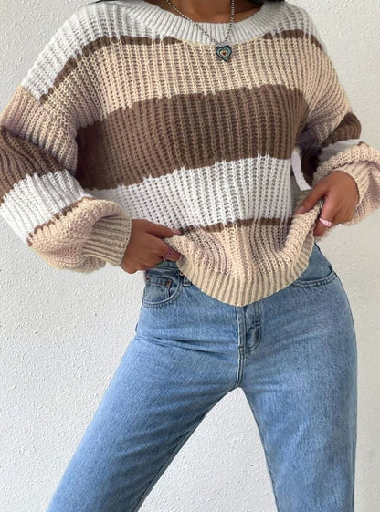 Grace Striped Crew Neck Jumper | Relaxed Fit | Pullover