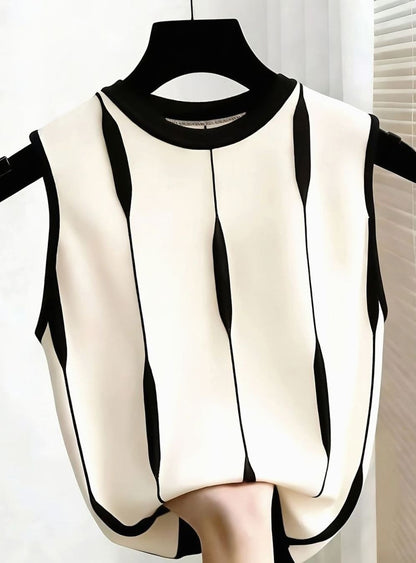 Grace V-Neck Knit Top | Contrast-Trim | Tie-Front