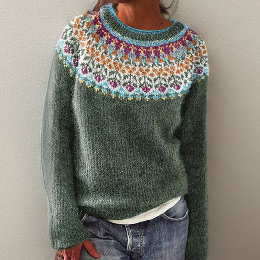 Victoria Floral Yoke Pullover Jumper | Vintage Style | Knit