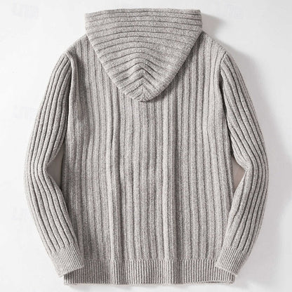 Men's cable knit hooded cardigan