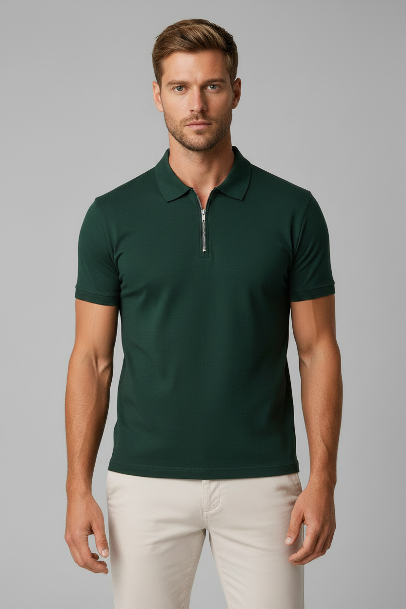 Zip Polo Groen - Voor