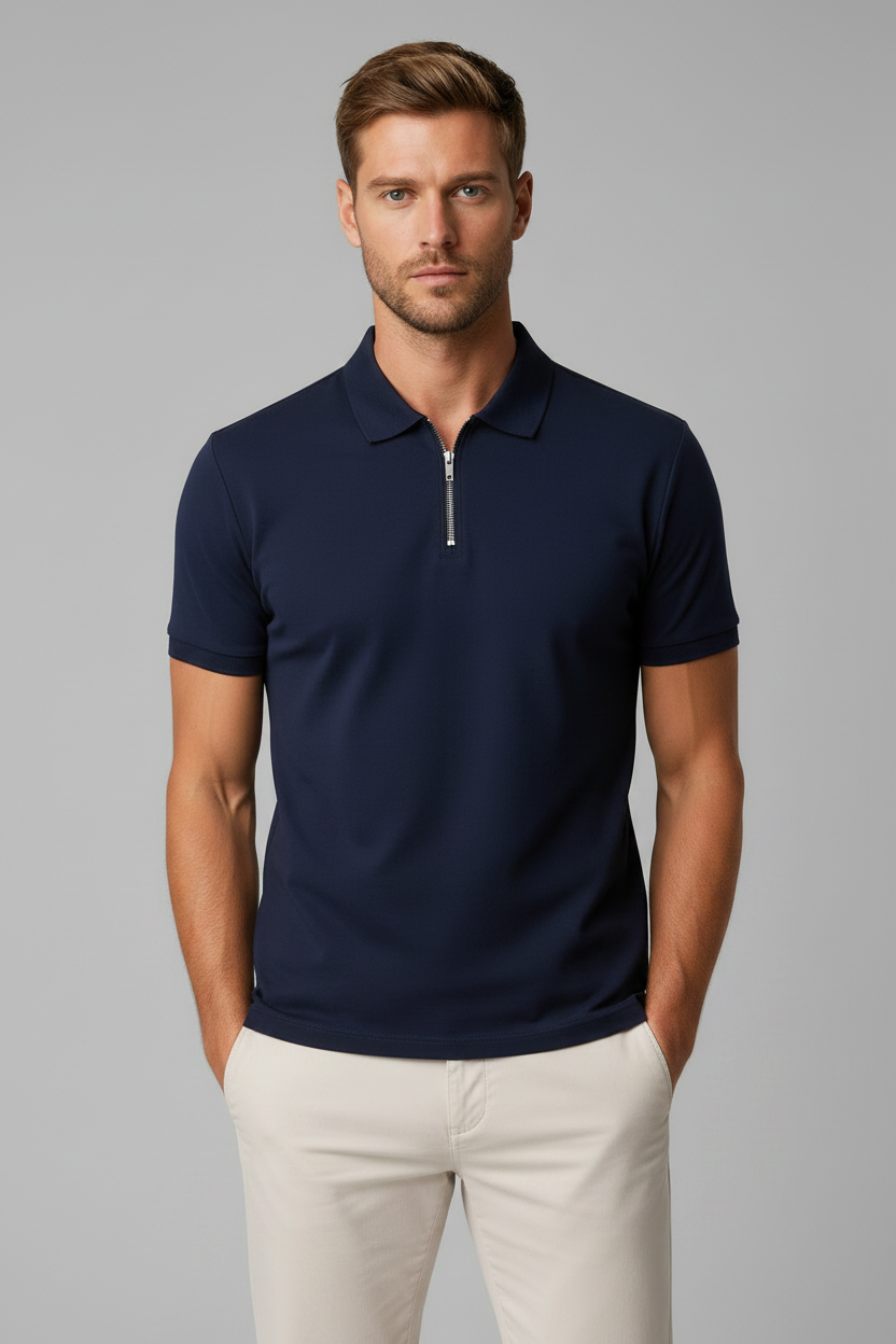 Zip Polo Navy - Voor