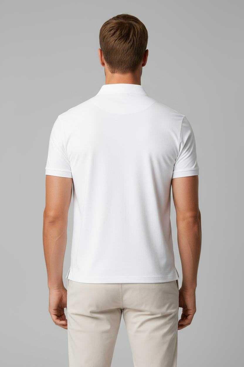 Zip Polo Wit - Achter