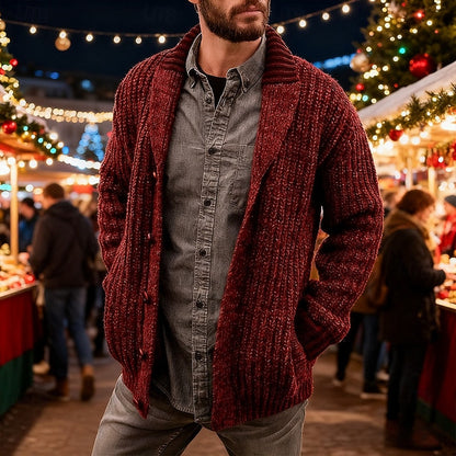 Men's shawl collar knit cardigan